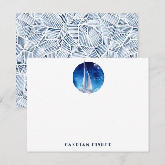 Jacht Waterverf briefpapier Note Kaart Notitiekaartje (Voorkant / Achterkant)