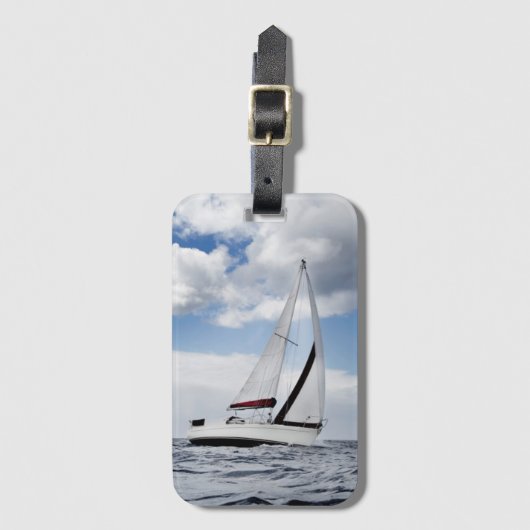 Jacht zeilen in open zee bagagelabel (Voorkant (verticaal))