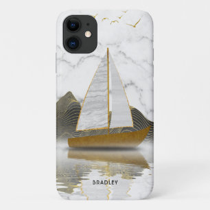 Jacht Zeilen Stijlvol Moderne Gouden Marmer Naam Case-Mate iPhone Case