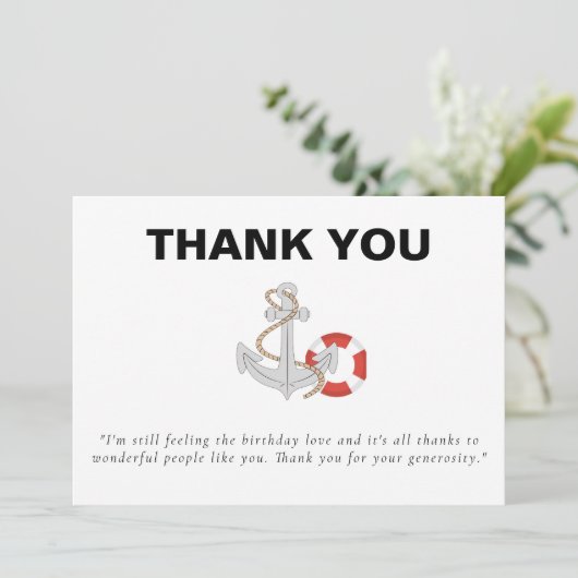 Jachtboot Cruise Verjaardagsfeest Bedankkaart (Staand voorkant)