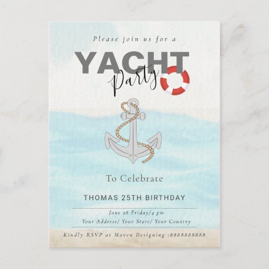 Jachtboot Cruise Verjaardagsfeest Briefkaart (Voorkant)