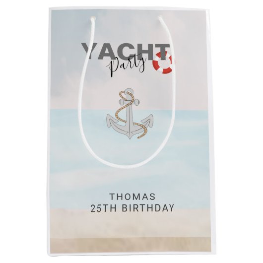 Jachtboot Cruise Verjaardagsfeest Medium Cadeauzakje (Voorkant)