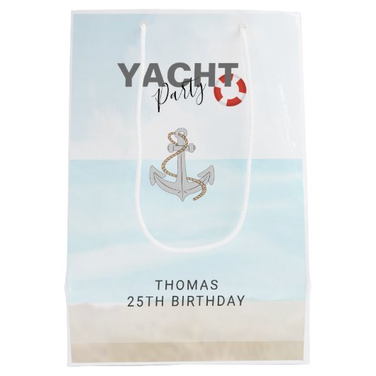 Jachtboot Cruise Verjaardagsfeest Medium Cadeauzakje (Achterkant)