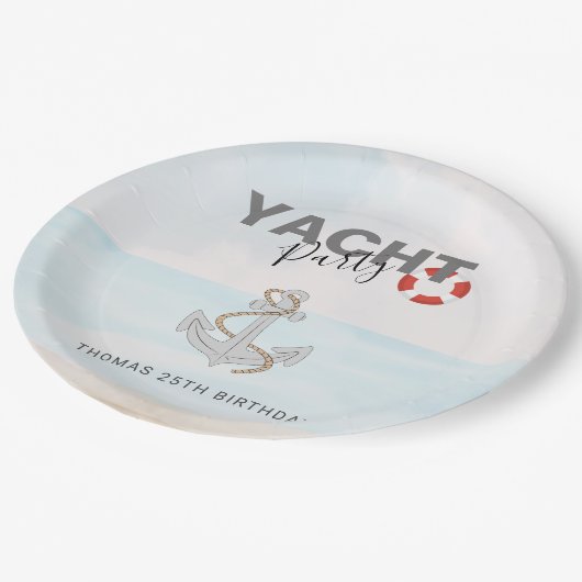 Jachtboot Cruise Verjaardagsfeest Papieren Bordje (Gekanteld)