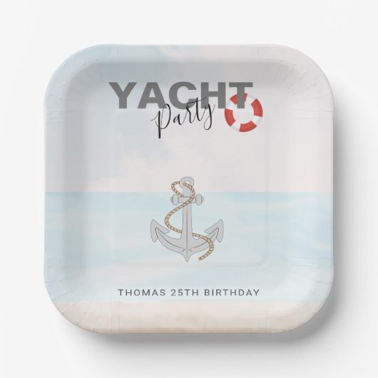 Jachtboot Cruise Verjaardagsfeest Papieren Bordje (Voorkant)
