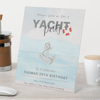 Jachtboot Cruise Verjaardagsfeest Reclamebord Met Voetstuk