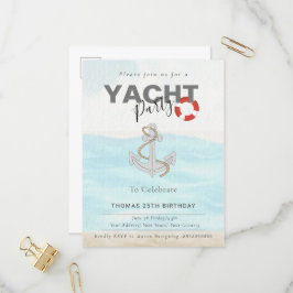 Jachtboot Cruise Verjaardagsfeest Uitnodiging Briefkaart