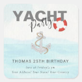 Jachtboot Cruise Verjaardagsfeest Vierkante Sticker (Voorkant)