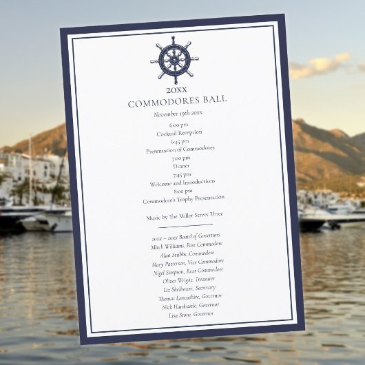 Jachtclub Menu Nautilus Marineblauw Programma
