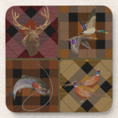 Jachtclub ruitpatroon met wild  bier onderzetter (Voorkant)
