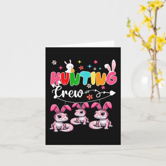 Jachtcrew Drie Pasen Konijn Geckos Jacht Ei Kaart (Gele Bloem)