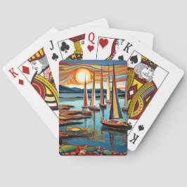 Jachten aan de kust pokerkaarten