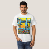Jachten bij rotsen t-shirt (Voorkant volledig)
