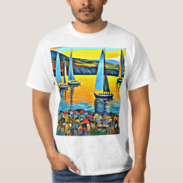 Jachten bij rotsen t-shirt