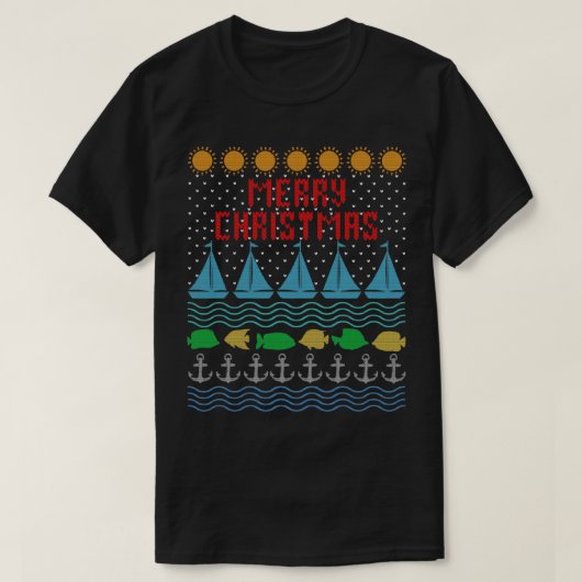 jachten en zeilen met een lelijke kerstfeestelijke t-shirt (Design voorkant)
