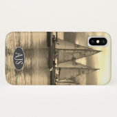 Jachten in een baai in Schotland. Sepia-effect. Case-Mate iPhone Case (Achterkant (horizontaal))