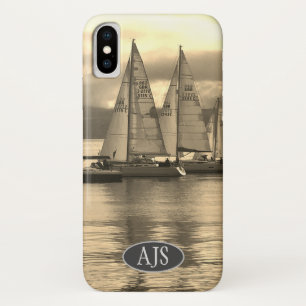 Jachten in een baai in Schotland. Sepia-effect. Case-Mate iPhone Case