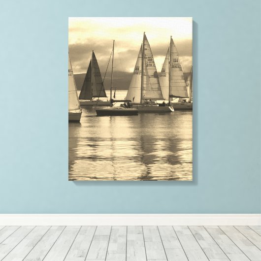 jachten in Rothesay Bay, Schotland. Canvas Afdruk (Insitu (Houten vloer))