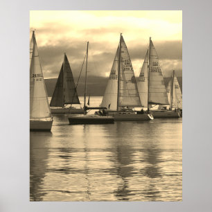 Jachten in Rothesay Bay, Schotland. Poster