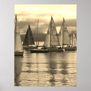 jachten in Rothesay Bay, Schotland. Poster