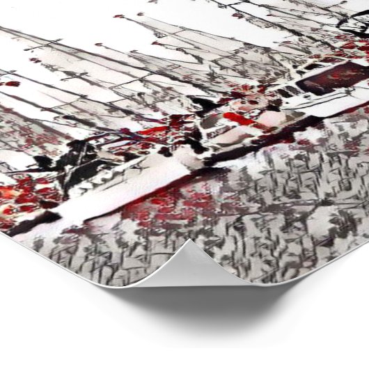 jachten in zwart-wit en rood poster (Hoek)