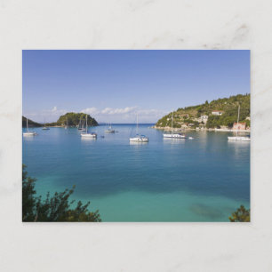 Jachten op de ankerplaats, Lakka, Paxos, Griekenla Briefkaart