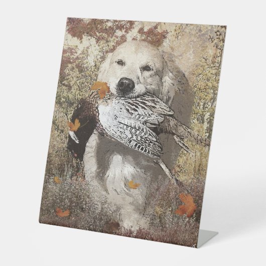 jachtfazant, tapijtschelp poster acryldruk reclamebord met voetstuk (Voorkant)