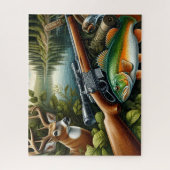 Jachtgeweer Vissen Meer Legpuzzel (Verticaal)