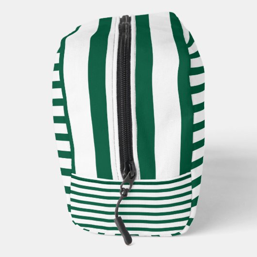 Jachtgroene en wit gestreepte toilettas toilettasje (Rechts)