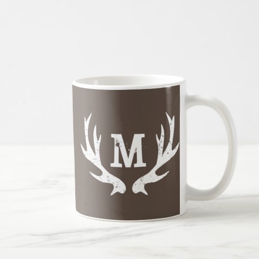 jachthert monogram antlers reizen mug koffiemok (Rechts)