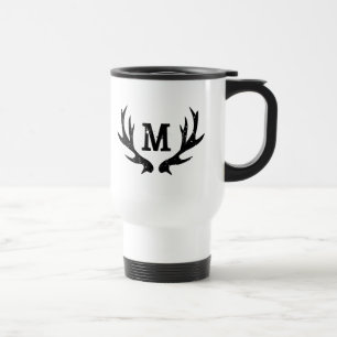 jachthert monogram antlers reizen mug reisbeker