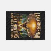 Jachtherten Ik ben een eenvoudig Man Ik hou van ja Fleece Deken (Voorkant (Horizontaal))