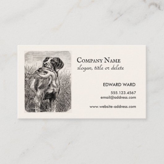 Jachthond en fazant visitekaartje (Voorkant)