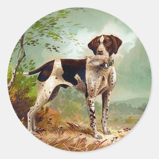Jachthond met vogel in de mond ronde sticker (Voorkant)