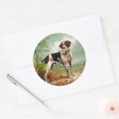Jachthond met vogel in de mond ronde sticker (Envelop)