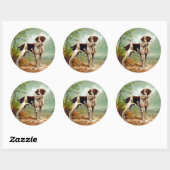 Jachthond met vogel in de mond ronde sticker (Vel)