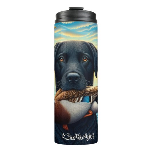Jachthond met wilde eend thermosbeker (Voorkant)