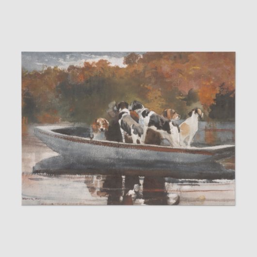 Jachthonden in boot door Winslow Homer Tissuepapier (Voorkant)