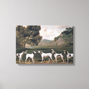 Jachthonden in een landschap (door George Stubbs) Canvas Afdruk