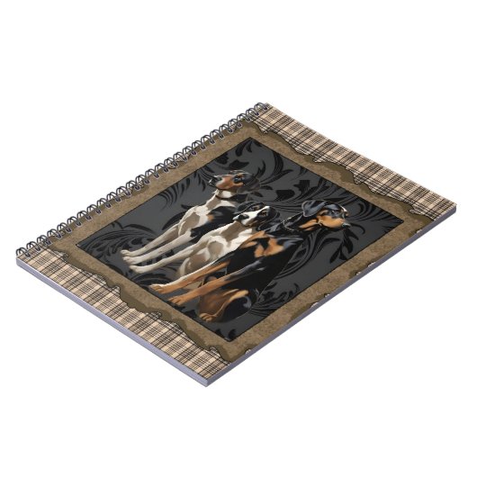 jachthonden op plaid notitieboek (Linkerzijde)