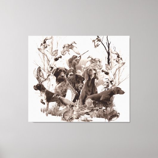 Jachthonden, Pistolen, Jachtseizoen T-Shirt Thro Canvas Afdruk (Voorkant)