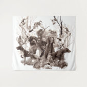 Jachthonden, Pistolen, Jachtseizoen T-Shirt Thro Wandkleed (Voorkant (horizontaal))