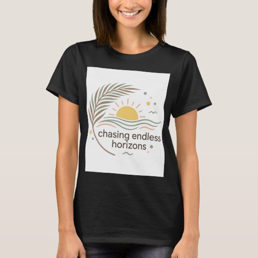 Jachtige Eindeloze Horizonten Sunset Beach T-shirt (Voorkant)