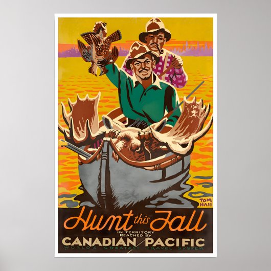 Jachtkunst Canada Reisposter Elandjager Poster (Voorkant)