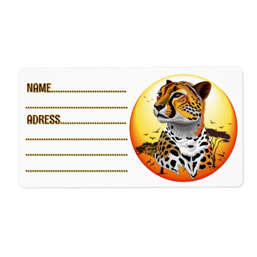 Jachtluipaard Afrikaanse Katachtige Wilde Dier Vie Etiket (Voorkant)