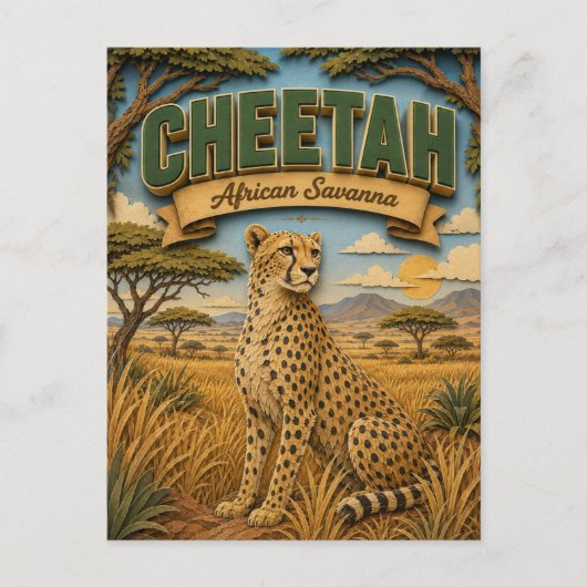 Jachtluipaard Afrikaanse Savanne POPCUT Briefkaart (Voorkant)