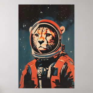 Jachtluipaard Astronaut Poster, Jachtluipaard Retr Poster