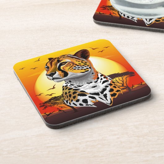 jachtluipaard bier onderzetter (Linkerzijde)