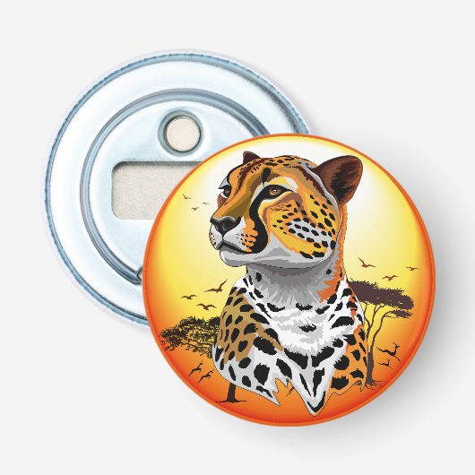jachtluipaard button flesopener (Voorkant)