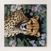Jachtluipaard en bloemen legpuzzel (Horizontaal)